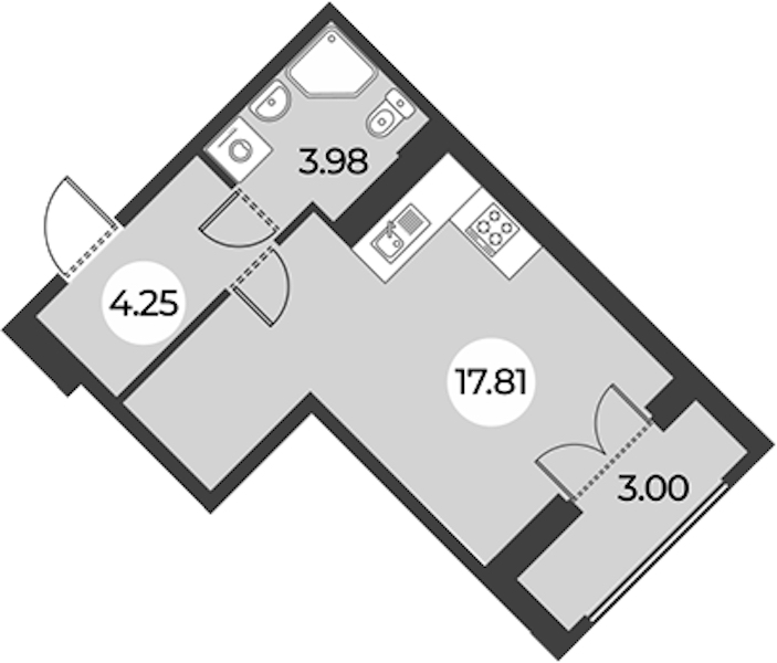 Квартира студия 27.54 м², 15/24 эт., ЖК «Огни Залива»